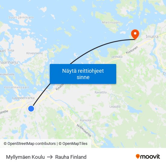 Myllymäen Koulu to Rauha Finland map