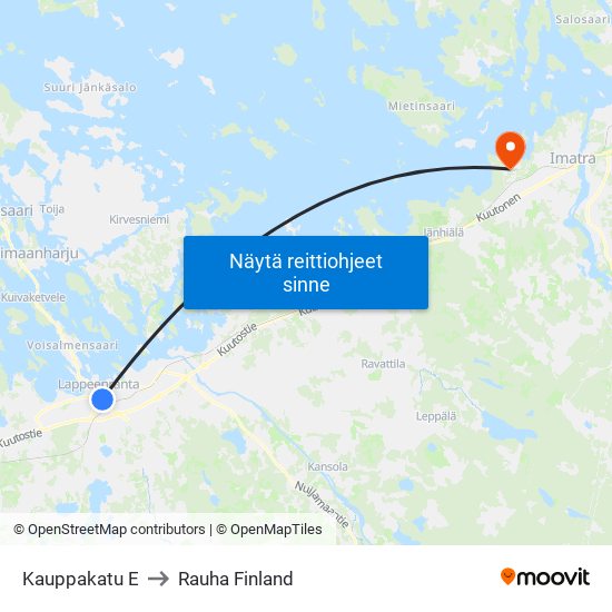 Kauppakatu E to Rauha Finland map