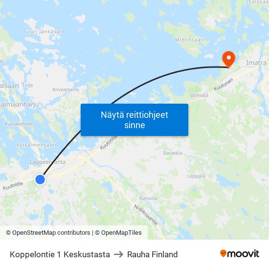Koppelontie 1 Keskustasta to Rauha Finland map