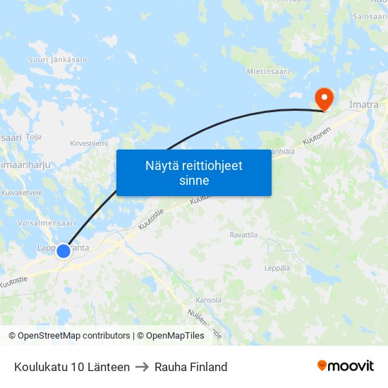 Koulukatu 10 Länteen to Rauha Finland map