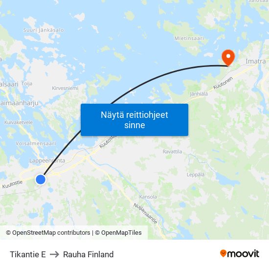 Tikantie E to Rauha Finland map