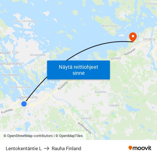 Lentokentäntie L to Rauha Finland map