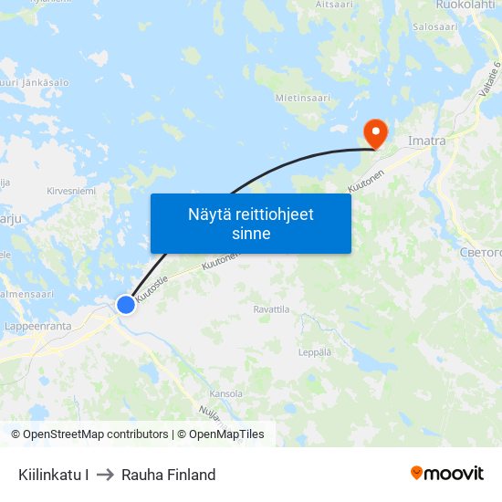 Kiilinkatu I to Rauha Finland map