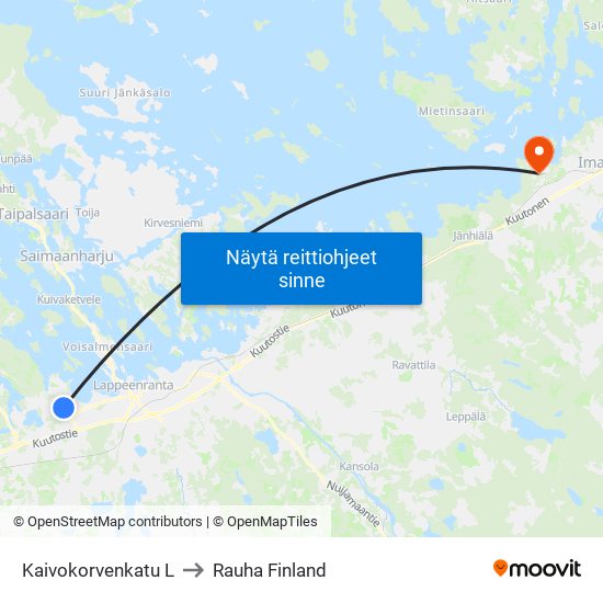 Kaivokorvenkatu L to Rauha Finland map