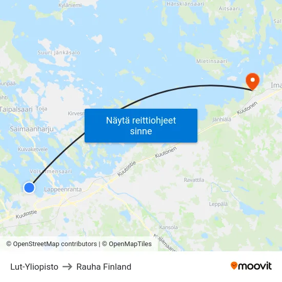 Lut-Yliopisto to Rauha Finland map
