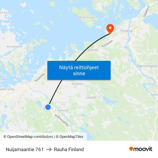 Nuijamaantie 761 to Rauha Finland map