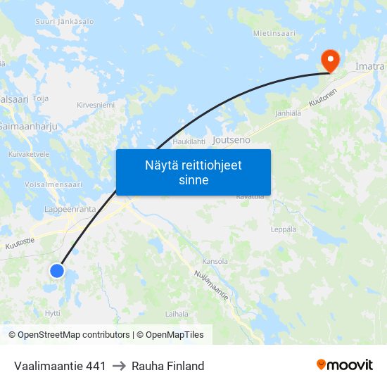 Vaalimaantie 441 to Rauha Finland map
