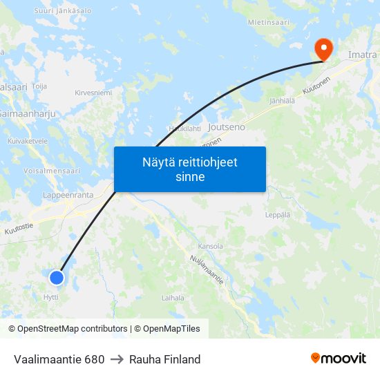 Vaalimaantie 680 to Rauha Finland map