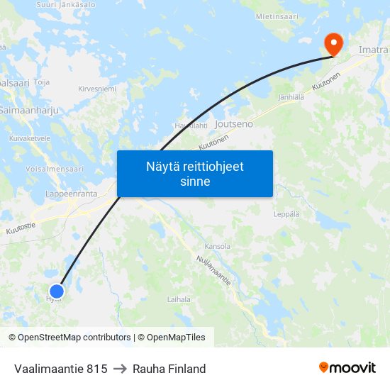 Vaalimaantie 815 to Rauha Finland map