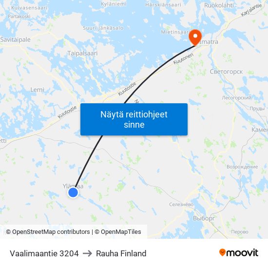Vaalimaantie 3204 to Rauha Finland map