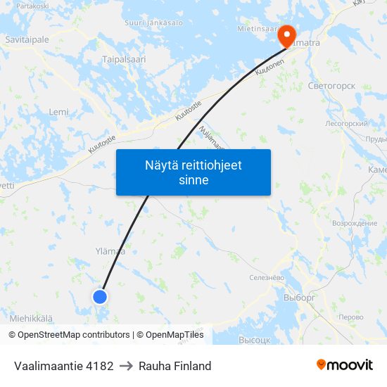 Vaalimaantie 4182 to Rauha Finland map