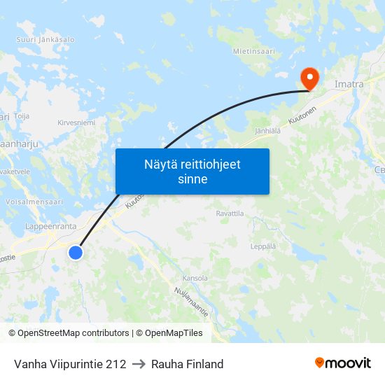 Vanha Viipurintie 212 to Rauha Finland map