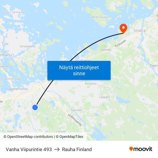 Vanha Viipurintie 493 to Rauha Finland map