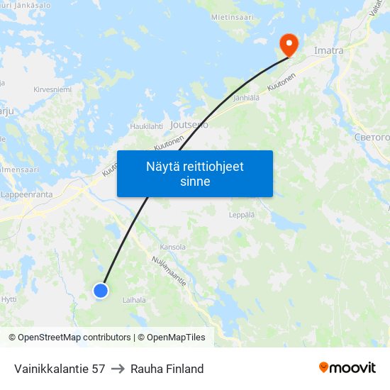 Vainikkalantie 57 to Rauha Finland map