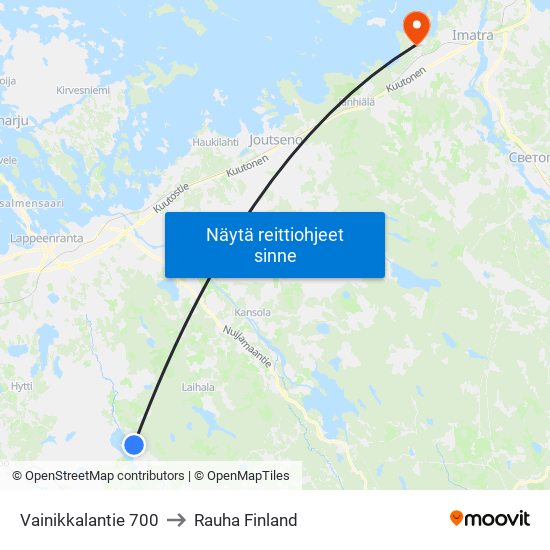 Vainikkalantie 700 to Rauha Finland map