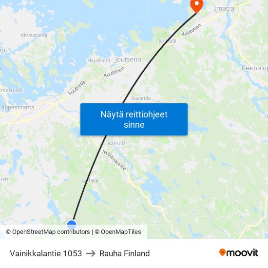 Vainikkalantie 1053 to Rauha Finland map