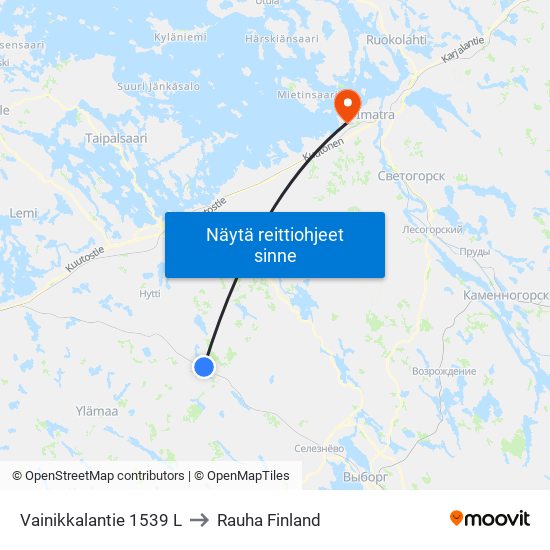 Vainikkalantie 1539 L to Rauha Finland map