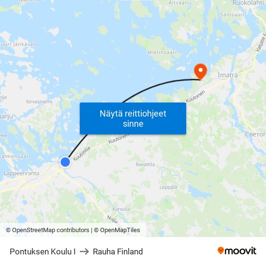 Pontuksen Koulu I to Rauha Finland map