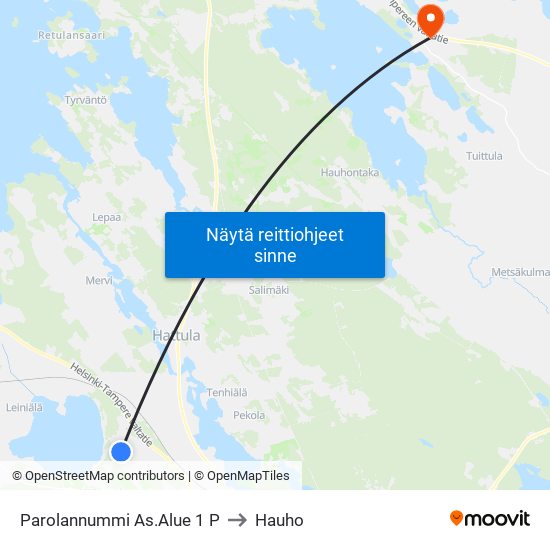 Parolannummi As.Alue 1 P to Hauho map