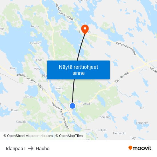 Idänpää I to Hauho map