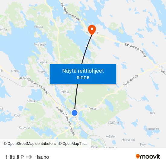 Hätilä P to Hauho map