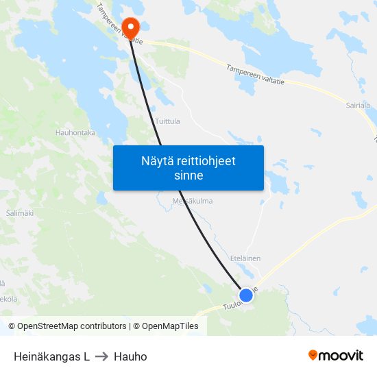 Heinäkangas L to Hauho map