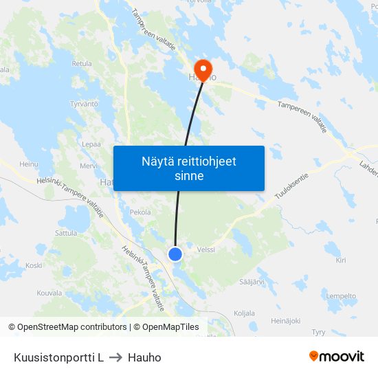 Kuusistonportti L to Hauho map