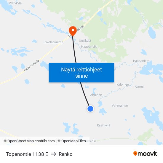 Topenontie 1138 E to Renko map