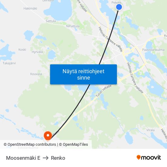 Moosenmäki E to Renko map