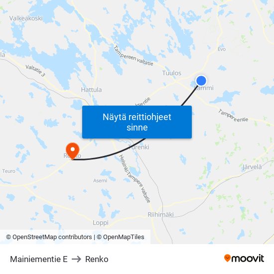 Mainiementie E to Renko map