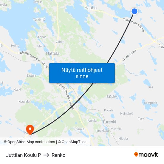 Juttilan Koulu P to Renko map
