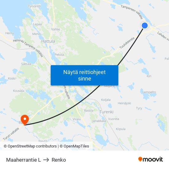 Maaherrantie L to Renko map