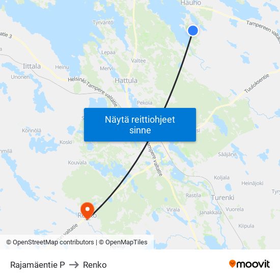 Rajamäentie P to Renko map