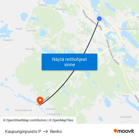 Kaupunginpuisto P to Renko map