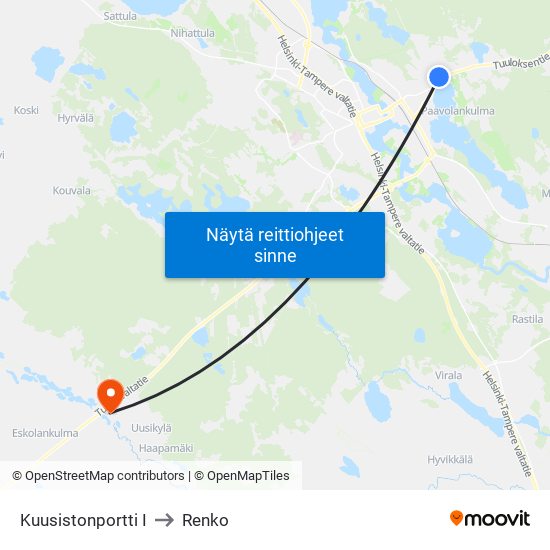 Kuusistonportti I to Renko map