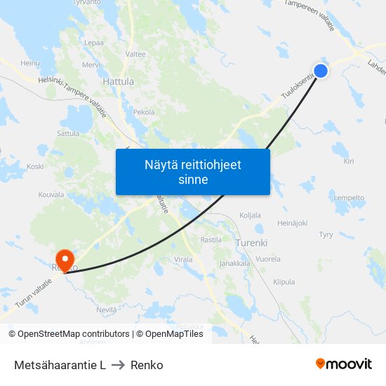 Metsähaarantie L to Renko map