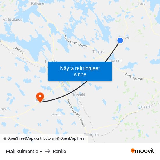 Mäkikulmantie P to Renko map