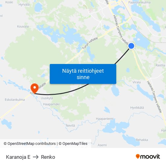 Karanoja E to Renko map