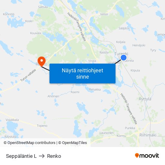 Seppäläntie L to Renko map