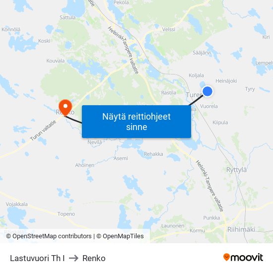 Lastuvuori Th I to Renko map