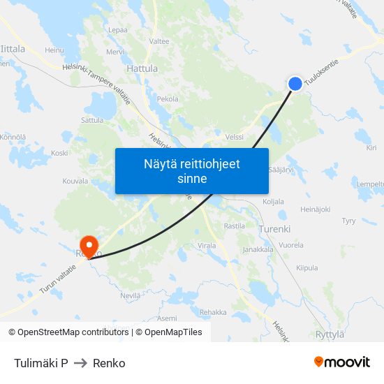 Tulimäki P to Renko map