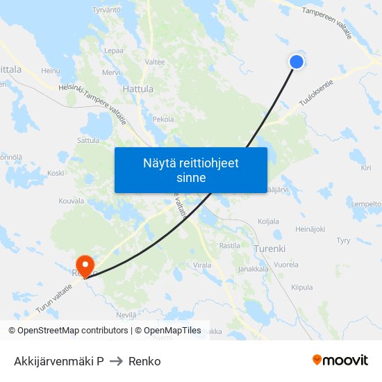 Akkijärvenmäki P to Renko map