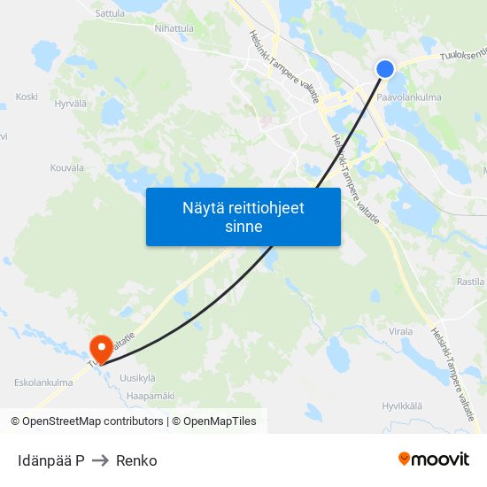 Idänpää P to Renko map