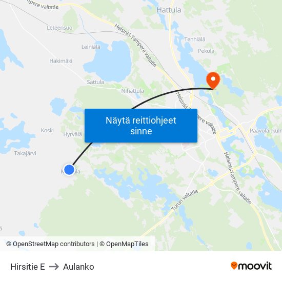 Hirsitie E to Aulanko map