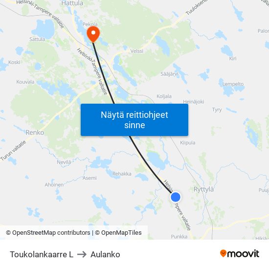 Toukolankaarre L to Aulanko map