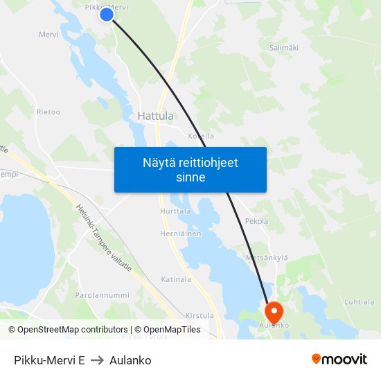 Pikku-Mervi E to Aulanko map