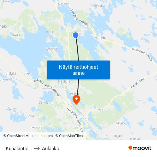 Kuhalantie L to Aulanko map