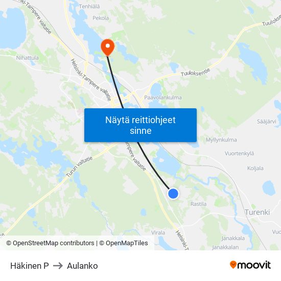 Häkinen P to Aulanko map