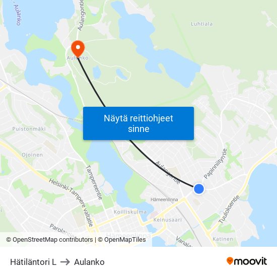 Hätiläntori L to Aulanko map