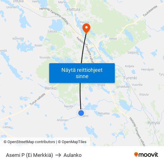 Asemi P (Ei Merkkiä) to Aulanko map